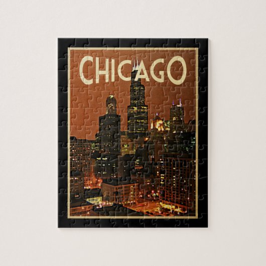 Chicago nachts puzzle (Vertikal)