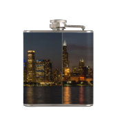 Chicago-NachtStadtbild Flachmann (Rückseite)