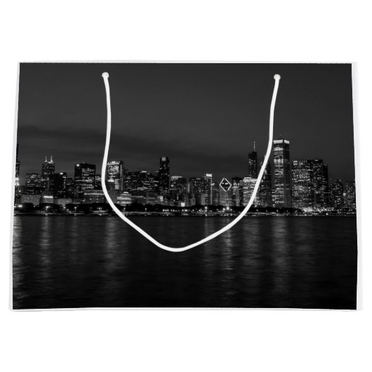 Chicago-NachtStadtbildGrayscale Große Geschenktüte (Vorderseite)