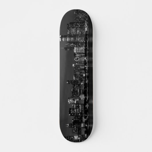 Chicago-NachtStadtbildGrayscale Skateboard (Vorne)