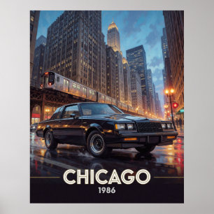 Chicago Nachtstraßenkultur 1986 Illinois Poster