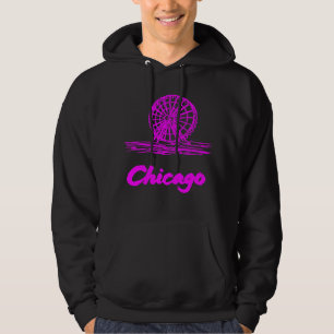 Chicago Navy Pier Riesenrad Neon Pink Hoodie
