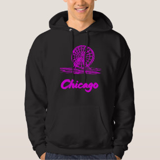 Chicago Navy Pier Riesenrad Neon Pink Hoodie