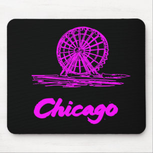 Chicago Navy Pier Riesenrad Neon Pink Mousepad
