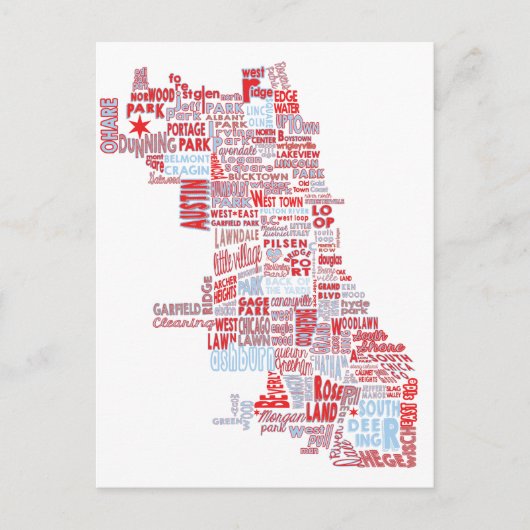 Chicago Neighbhood Map Postkarte (Vorderseite)