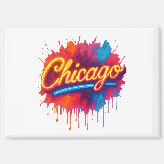 Chicago Neon Street Art Magnet (Vorderseite)
