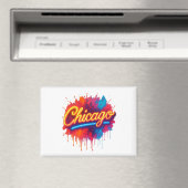 Chicago Neon Street Art Magnet (In Situ (Geschirrspüler))