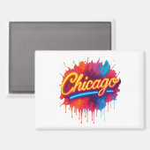 Chicago Neon Street Art Magnet (Vorderseite/Rückseite)