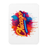 Chicago Neon Street Art Splash Magnet (Vertikal)