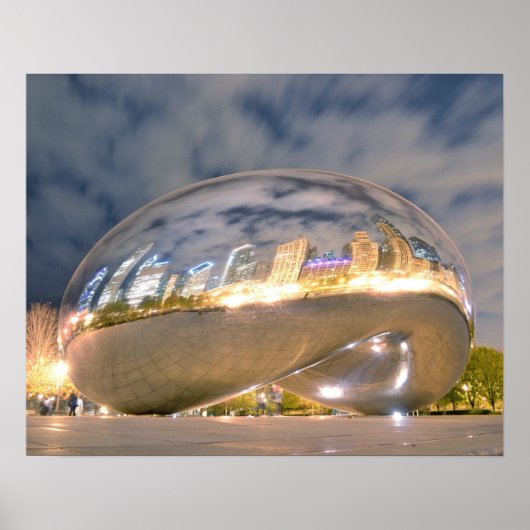 Chicago Night Bean Reflection Poster (Vorne)