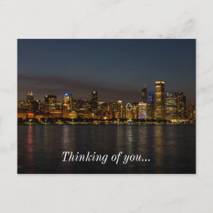 Chicago Night Cityscape Denken Sie an Sie Postkart Postkarte