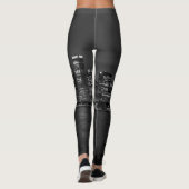 Chicago Night Cityscape Grayscale Leggings (Rückseite)