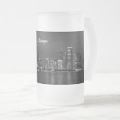 Chicago Night Cityscape Grayscale Mattierte Tasse (VorderseiteRechts)