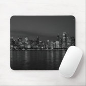 Chicago Night Cityscape Grayscale Mousepad (Mit Mouse)