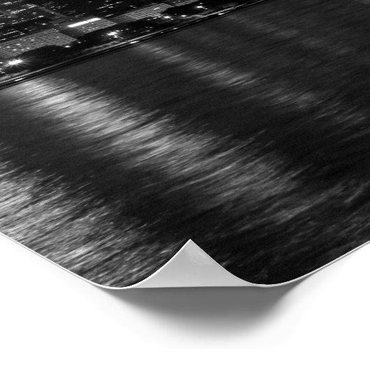 Chicago Night Cityscape Grayscale Poster (Ecke)