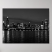 Chicago Night Cityscape Grayscale Poster (Vorne)