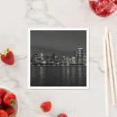 Chicago Night Cityscape Grayscale Serviette (Beispiel)