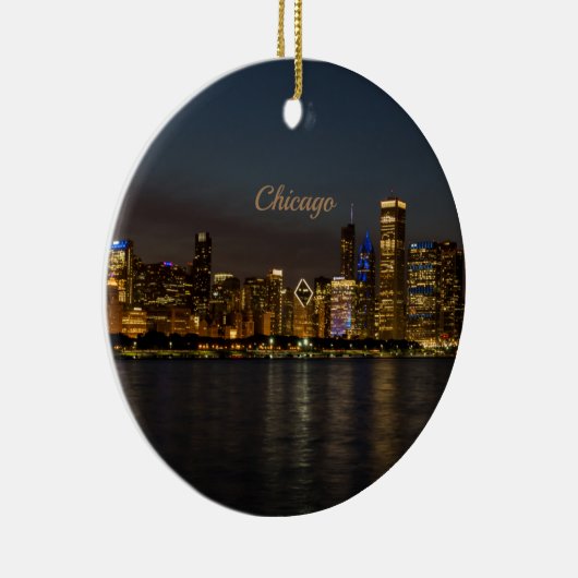 Chicago Night Cityscape Keramik Ornament (Rechts)