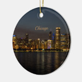 Chicago Night Cityscape Keramik Ornament (Links)