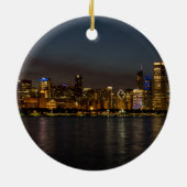 Chicago Night Cityscape Keramik Ornament (Hinten)