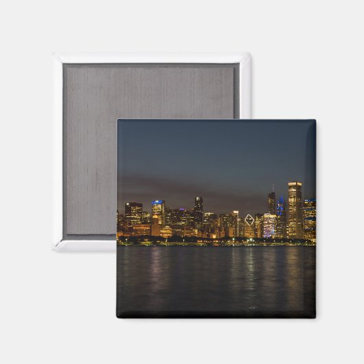 Chicago Night Cityscape Magnet (Vorderseite/Rückseite)