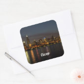 Chicago Night Cityscape Quadratischer Aufkleber (Umschlag)