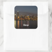 Chicago Night Cityscape Quadratischer Aufkleber (Tasche)