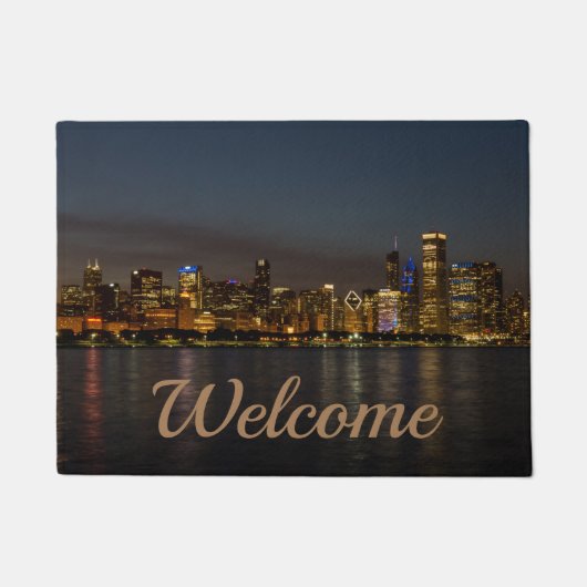 Chicago Night Cityscape Welcome Doormat Fußmatte (Vorderseite)