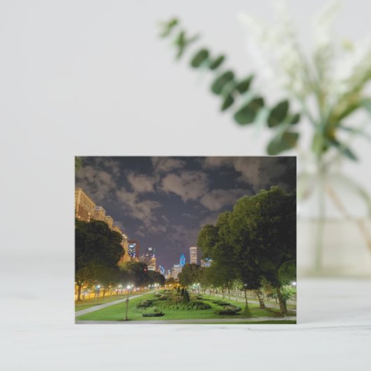 Chicago Night Sky Postcard Postkarte (Stehend Vorderseite)
