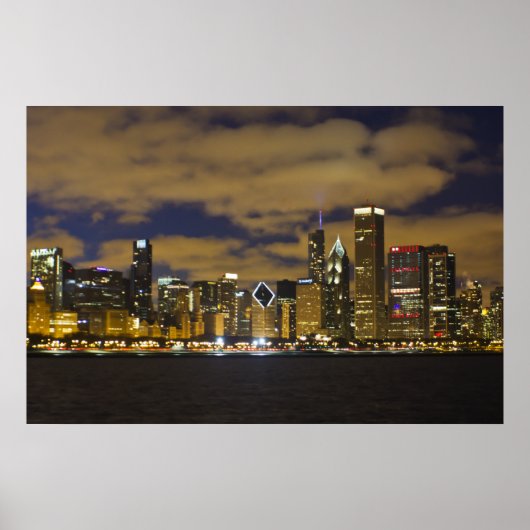Chicago Night Skyline Poster (Vorne)