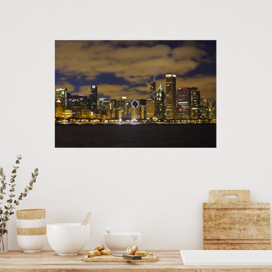 Chicago Night Skyline Poster (Küche)