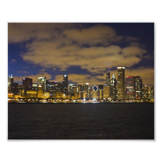 Chicago Night Skyline Print Fotodruck (Vorne)