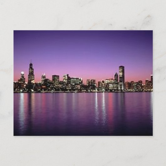 Chicago Nitetime Skyline Postkarte (Vorderseite)
