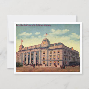 Chicago North Western Rail Road Depot in den 1910e Postkarte