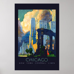 Chicago NY Central Linien 920er Jahre Vintage Reis Poster