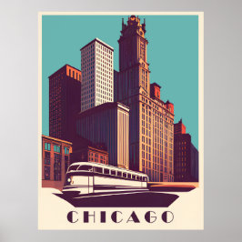 Chicago, öffentliche Verkehrsmittel, Reisen Poster