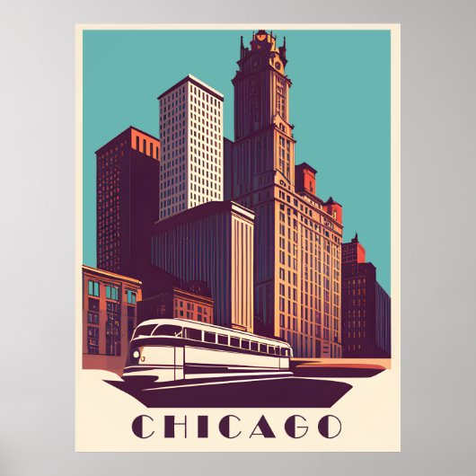 Chicago, öffentliche Verkehrsmittel, Reisen Poster (Vorne)