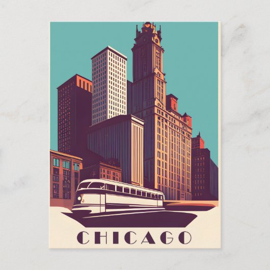 Chicago, öffentliche Verkehrsmittel, Reisen Postkarte (Vorderseite)