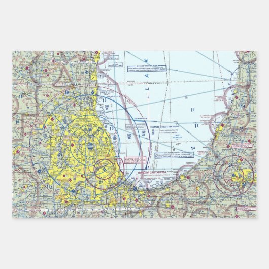Chicago O'Hare Aeronautical Chart Geschenkpapier Set (Vorderseite 2)