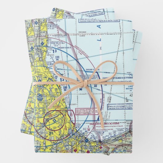 Chicago O'Hare Aeronautical Chart Geschenkpapier Set (Beispiel)
