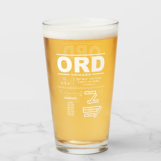 Chicago O'Hare International Airport ORD Glas (Vorne (Gefüllt))
