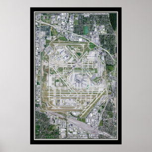 Chicago O'Hare Intl Airport Illinois Satellitenkar Poster