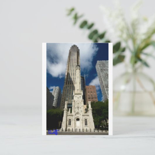 Chicago Old Water Tower Postkarte (Stehend Vorderseite)