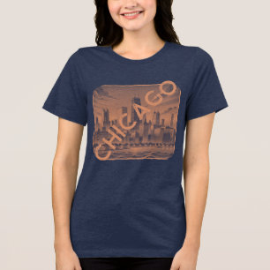 Chicago Orange Tan Name Graphic T - Shirt