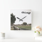 Chicago Park in Paint Daubs Quadratische Wanduhr (Zuhause)