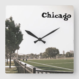 Chicago Park in Paint Daubs Quadratische Wanduhr