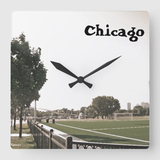Chicago Park in Paint Daubs Quadratische Wanduhr (Vorderseite)