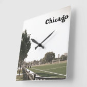 Chicago Park in Paint Daubs Quadratische Wanduhr (Winkel)