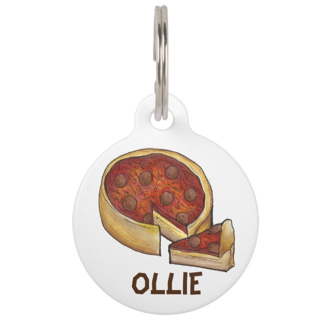 Chicago Pepperoni Deep Dish Pizza Pizzeria Haustiermarke (Vorderseite)