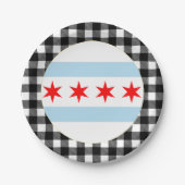 Chicago Plate, Büffel kariert, USA & Chicago Flag Pappteller (Vorderseite)